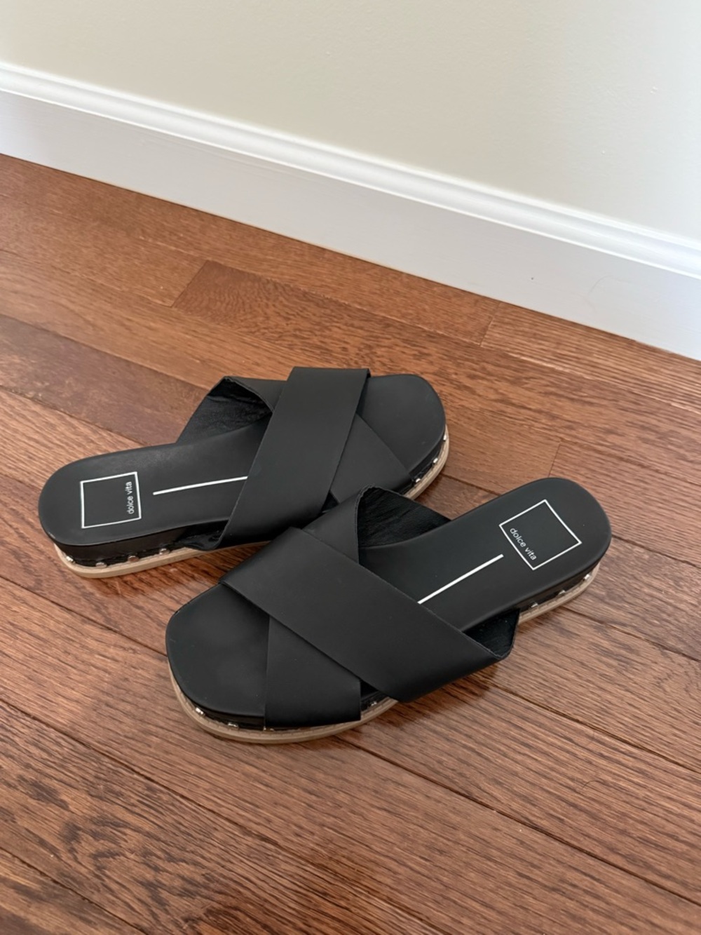 Dolce Vita Black Crisscross Slide Sandals